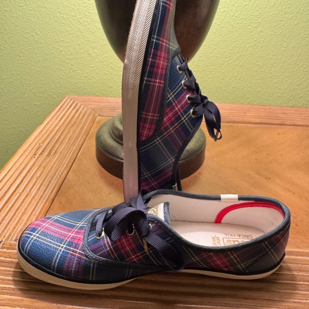 Keds Plaid Canvas Sneakers in Navy, Pink & Yellow - Picture 3 of 5